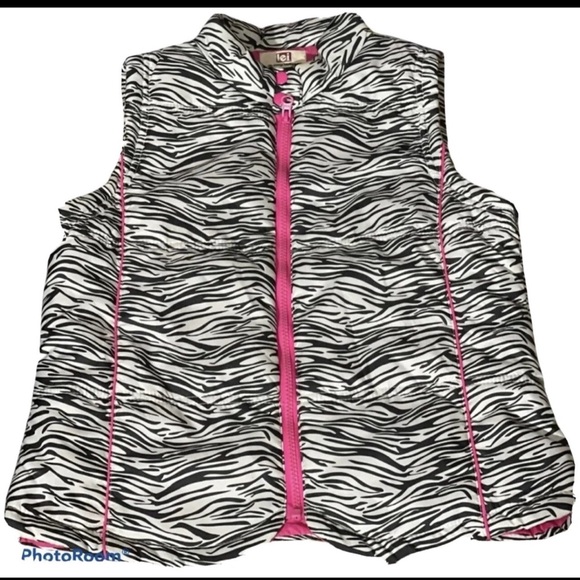 l.e.i life energy intelligence Zebra Vest Black & White,Zipper Fuschia 14/16 XL - Picture 3 of 10